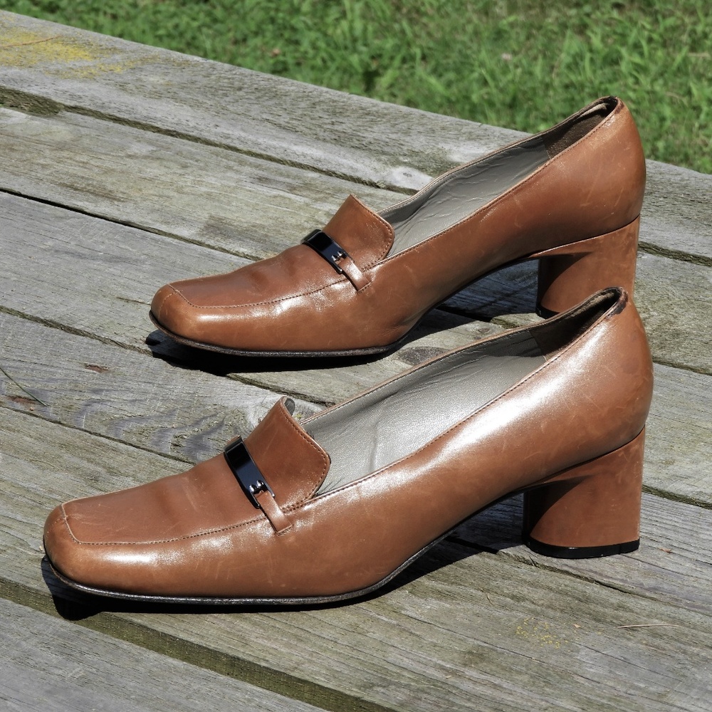 Bally Square Toe Pumps Caramel Brown Sz 9.5 US